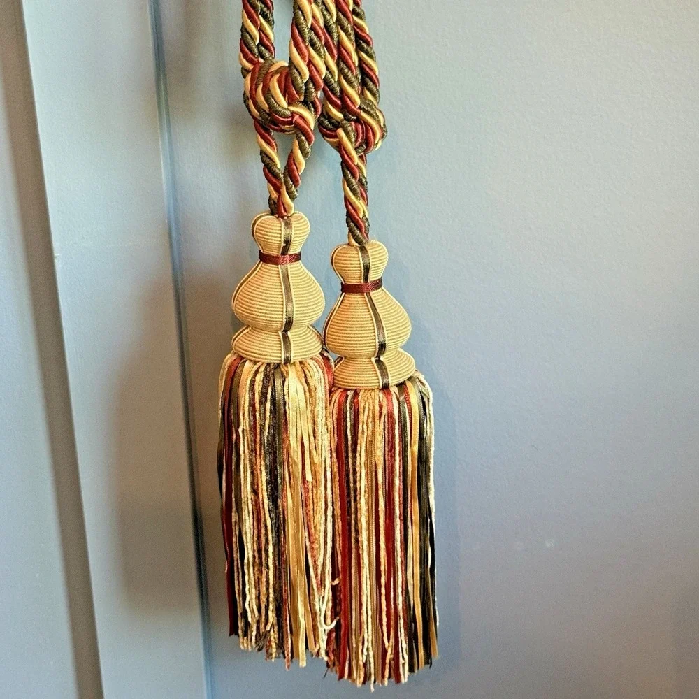 Pair Vintage Double Tassel Curtain Tiebacks 26